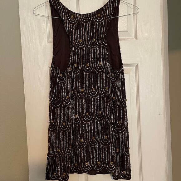 Women's Anaikka Beaded Copper & Silver Coca Sleeveless Mini Dress Size 2 - Picture 5 of 8
